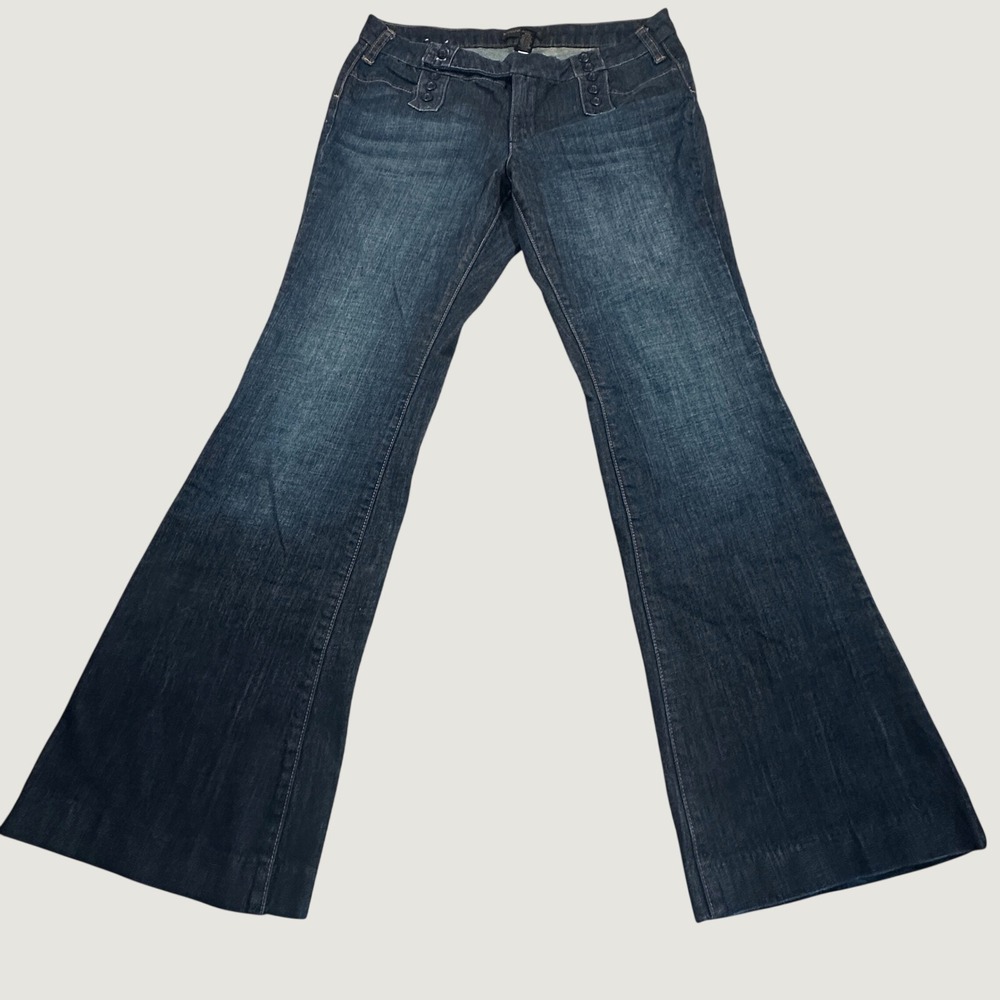 Vintage Y2K Banana Republic Jeans Women 10 Blue Sailor Wide Leg Flare 2008 Dark